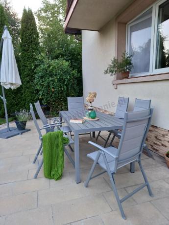 Komplet mebli obiadowych do ogrodu - stół i 8 regulowanych foteli - Kanbery Silver 8+1