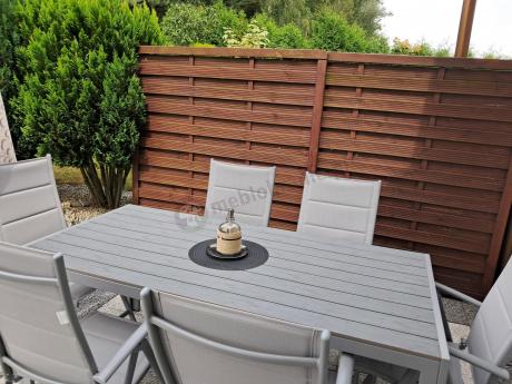 Komplet mebli obiadowych do ogrodu - stół i 8 regulowanych foteli - Kanbery Silver 8+1