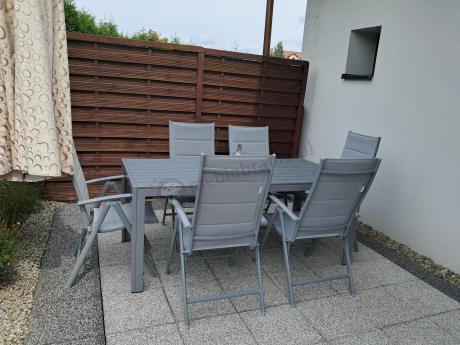 Komplet mebli obiadowych do ogrodu - stół i 8 regulowanych foteli - Kanbery Silver 8+1