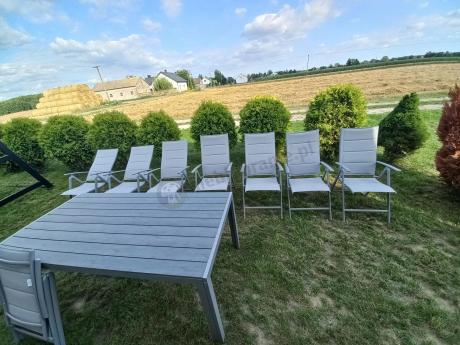 Komplet mebli obiadowych do ogrodu - stół i 8 regulowanych foteli - Kanbery Silver 8+1