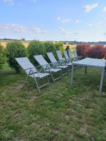 Komplet mebli obiadowych do ogrodu - stół i 8 regulowanych foteli - Kanbery Silver 8+1