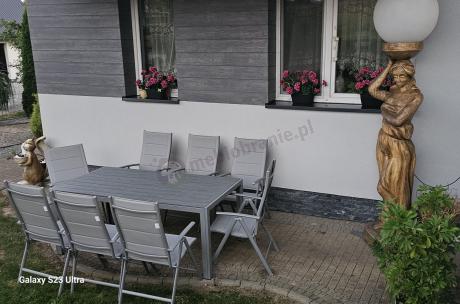 Komplet mebli obiadowych do ogrodu - stół i 8 regulowanych foteli - Kanbery Silver 8+1