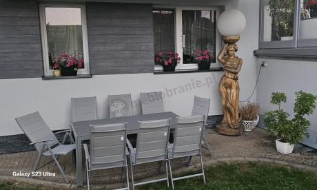 Komplet mebli obiadowych do ogrodu - stół i 8 regulowanych foteli - Kanbery Silver 8+1