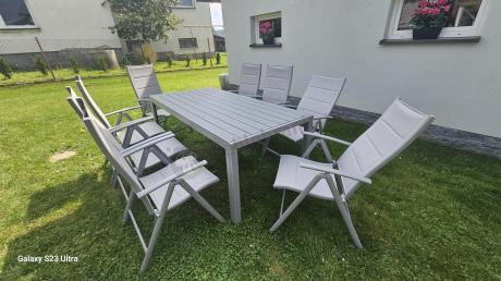 Komplet mebli obiadowych do ogrodu - stół i 8 regulowanych foteli - Kanbery Silver 8+1