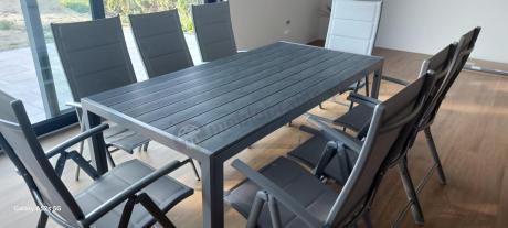 Komplet mebli obiadowych do ogrodu - stół i 8 regulowanych foteli - Kanbery Silver 8+1