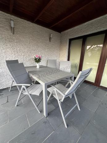 Komplet mebli obiadowych do ogrodu - stół i 8 regulowanych foteli - Kanbery Silver 8+1