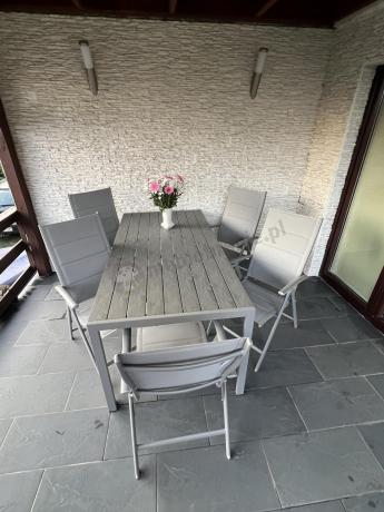 Komplet mebli obiadowych do ogrodu - stół i 8 regulowanych foteli - Kanbery Silver 8+1