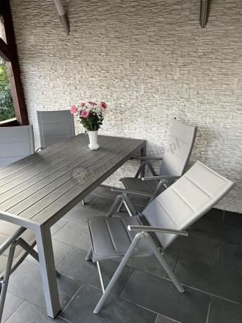 Komplet mebli obiadowych do ogrodu - stół i 8 regulowanych foteli - Kanbery Silver 8+1