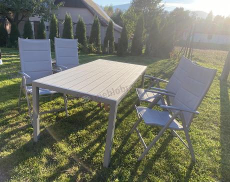 Komplet mebli obiadowych do ogrodu - stół i 8 regulowanych foteli - Kanbery Silver 8+1