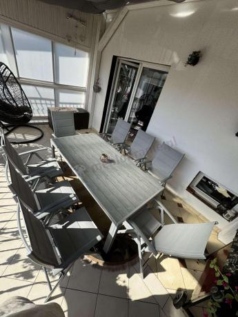 Komplet mebli obiadowych do ogrodu - stół i 8 regulowanych foteli - Kanbery Silver 8+1