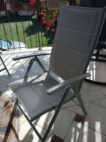 Komplet mebli obiadowych do ogrodu - stół i 8 regulowanych foteli - Kanbery Silver 8+1