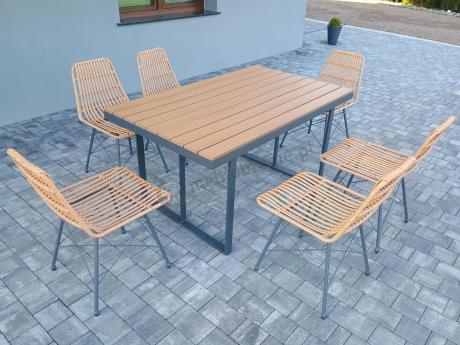 Komplet mebli obiadowych do ogrodu 6 + 1 Urbino Dining - Natural