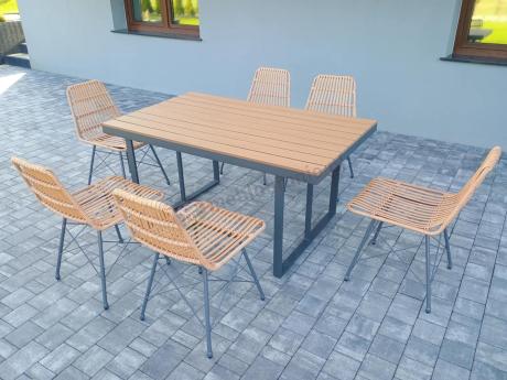 Komplet mebli obiadowych do ogrodu 6 + 1 Urbino Dining - Natural