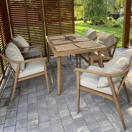 Komplet mebli obiadowych na taras - stół i 6 krzeseł Else - Creme