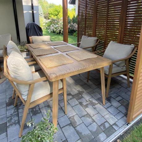 Komplet mebli obiadowych na taras - stół i 6 krzeseł Else - Creme