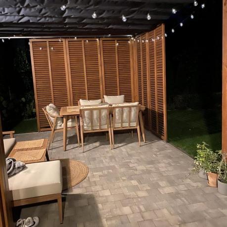 Komplet mebli obiadowych na taras - stół i 6 krzeseł Else - Creme