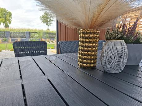 Komplet mebli obiadowych na taras Kantara Comfort z rozkładanym stołem 160-240 cm i 10 fotelami