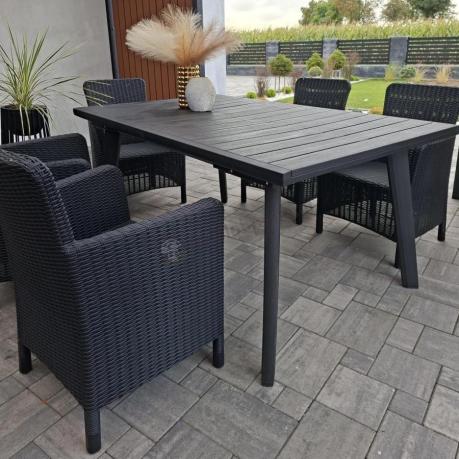 Komplet mebli obiadowych na taras Kantara Comfort z rozkładanym stołem 160-240 cm i 10 fotelami