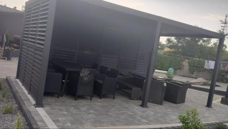 Komplet mebli obiadowych na taras Kantara Comfort z rozkładanym stołem 160-240 cm i 10 fotelami