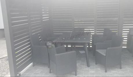 Komplet mebli obiadowych na taras Kantara Comfort z rozkładanym stołem 160-240 cm i 10 fotelami