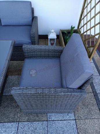 Komplet mebli obiadowych z dużą sofą 186cm technorattan Cofete Dining – Dark Grey