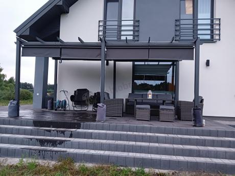 Komplet mebli obiadowych z dużą sofą 186cm technorattan Cofete Dining – Dark Grey