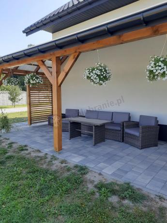 Komplet mebli obiadowych z dużą sofą 186cm technorattan Cofete Dining – Dark Grey