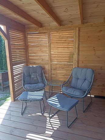 Komplet mebli ogrodowych - 2 fotele z podnóżkami i stolikiem kawowym - Torgiano Duo Grey