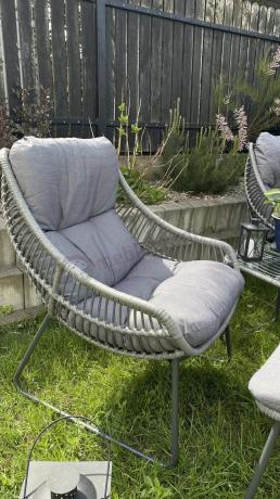 Komplet mebli ogrodowych - 2 fotele z podnóżkami i stolikiem kawowym - Torgiano Duo Grey