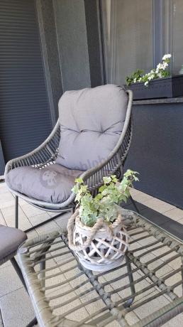 Komplet mebli ogrodowych - 2 fotele z podnóżkami i stolikiem kawowym - Torgiano Duo Grey