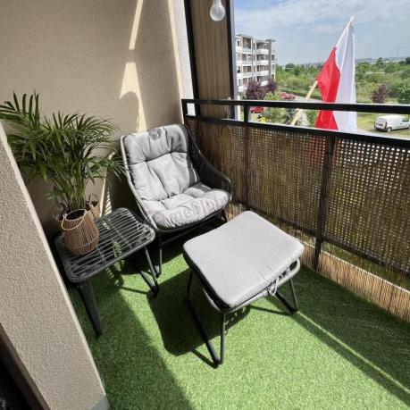 Komplet mebli ogrodowych - 2 fotele z podnóżkami i stolikiem kawowym - Torgiano Duo Grey