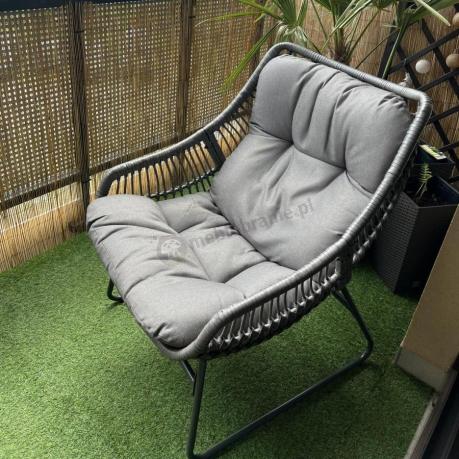 Komplet mebli ogrodowych - 2 fotele z podnóżkami i stolikiem kawowym - Torgiano Duo Grey