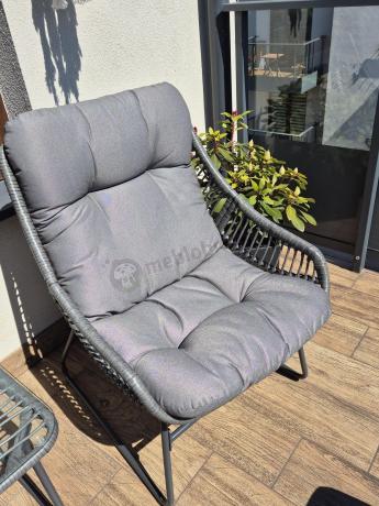 Komplet mebli ogrodowych - 2 fotele z podnóżkami i stolikiem kawowym - Torgiano Duo Grey