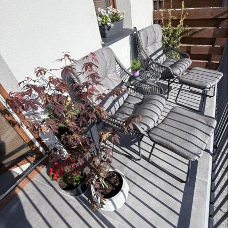 Komplet mebli ogrodowych - 2 fotele z podnóżkami i stolikiem kawowym - Torgiano Duo Grey