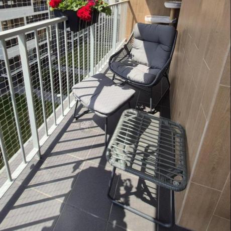 Komplet mebli ogrodowych - 2 fotele z podnóżkami i stolikiem kawowym - Torgiano Duo Grey