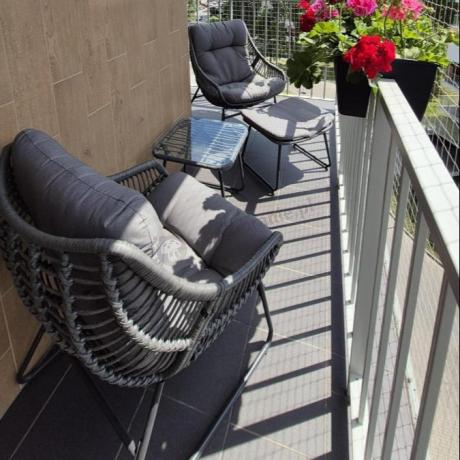 Komplet mebli ogrodowych - 2 fotele z podnóżkami i stolikiem kawowym - Torgiano Duo Grey