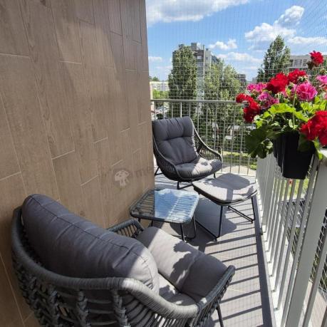 Komplet mebli ogrodowych - 2 fotele z podnóżkami i stolikiem kawowym - Torgiano Duo Grey