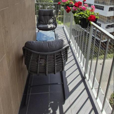 Komplet mebli ogrodowych - 2 fotele z podnóżkami i stolikiem kawowym - Torgiano Duo Grey