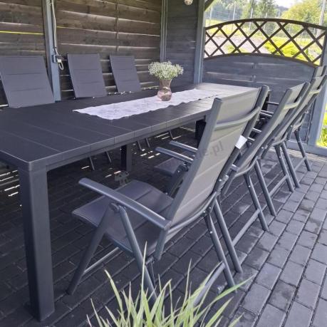 Komplet mebli ogrodowych dla 10 osób KJD10 ze składanymi krzesłami aluminiowymi