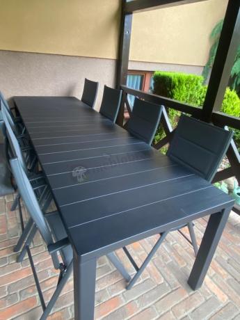 Komplet mebli ogrodowych dla 10 osób KJD10 ze składanymi krzesłami aluminiowymi
