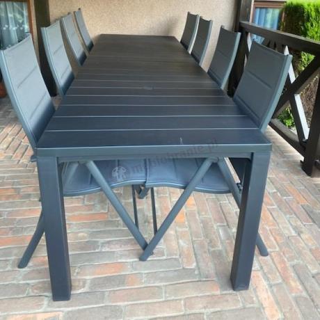 Komplet mebli ogrodowych dla 10 osób KJD10 ze składanymi krzesłami aluminiowymi