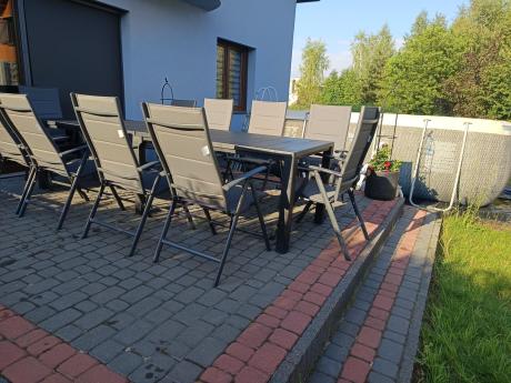 Komplet mebli ogrodowych dla 10 osób KJD10 ze składanymi krzesłami aluminiowymi