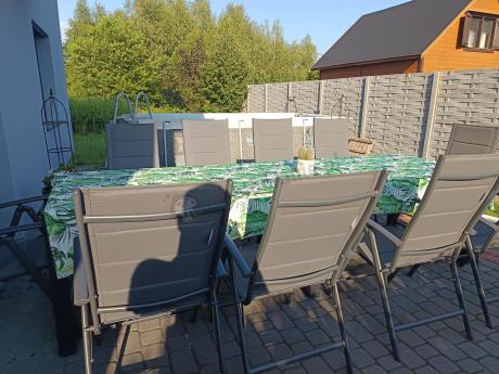 Komplet mebli ogrodowych dla 10 osób KJD10 ze składanymi krzesłami aluminiowymi
