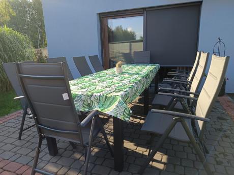 Komplet mebli ogrodowych dla 10 osób KJD10 ze składanymi krzesłami aluminiowymi