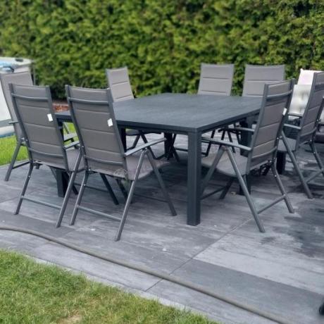Komplet mebli ogrodowych dla 10 osób KJD10 ze składanymi krzesłami aluminiowymi