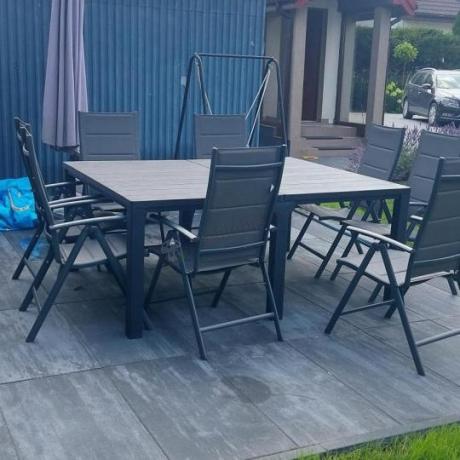 Komplet mebli ogrodowych dla 10 osób KJD10 ze składanymi krzesłami aluminiowymi