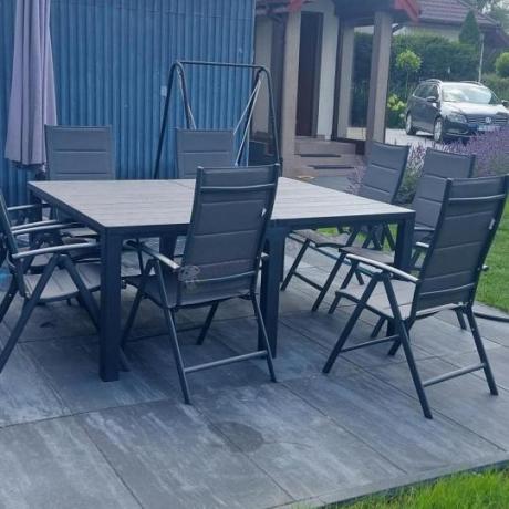 Komplet mebli ogrodowych dla 10 osób KJD10 ze składanymi krzesłami aluminiowymi