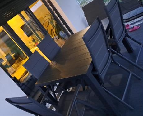 Komplet mebli ogrodowych dla 10 osób KJD10 ze składanymi krzesłami aluminiowymi