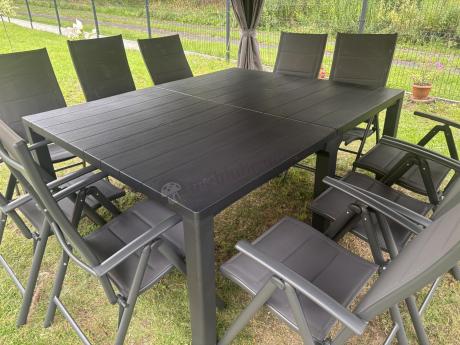 Komplet mebli ogrodowych dla 10 osób KJD10 ze składanymi krzesłami aluminiowymi