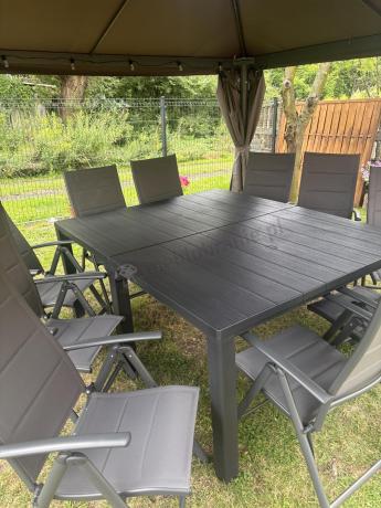 Komplet mebli ogrodowych dla 10 osób KJD10 ze składanymi krzesłami aluminiowymi